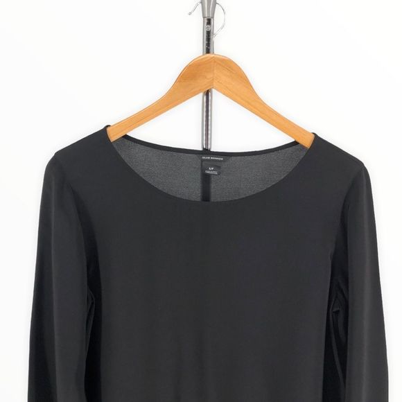 Club Monaco Silk Black Eyelet Trim 3/4 Sleeve Top Blouse - Picture 2 of 10